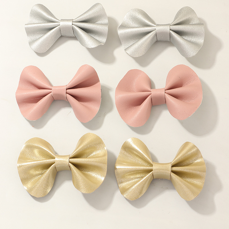 Pure Color Full Pu Bowknot  Korean  Hair Clip Set display picture 4