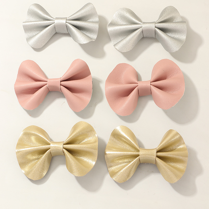 Reines Farbiges Volles Pu Bowknot Koreanisches Haarspangenset display picture 4