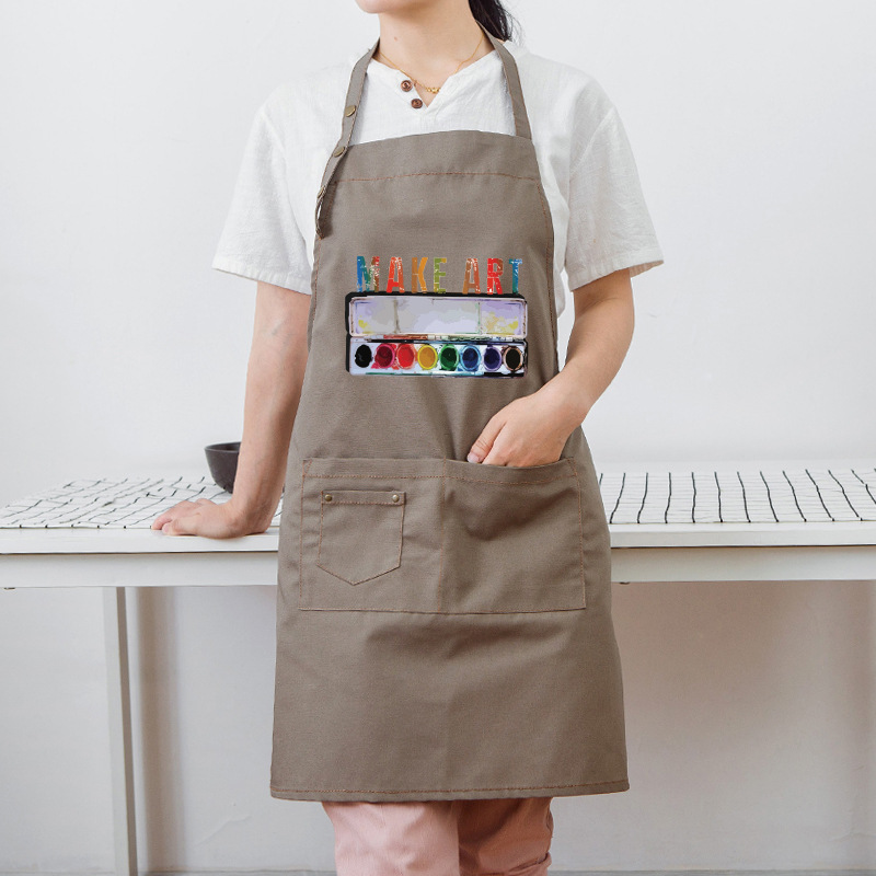 Simple pintura delantal mujer adulto estudiante de arte pintura al óleo antifouling casa sin mangas ropa de trabajo imprimible LOGO