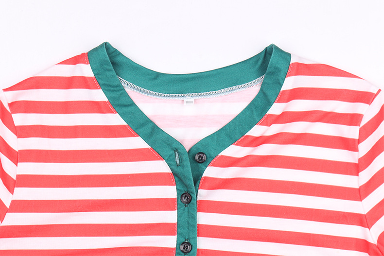 abbigliamento donna nuovo Natale genitore bambino vestito a righe stampa manica lunga casa vestiti casual vestito_voghion.com