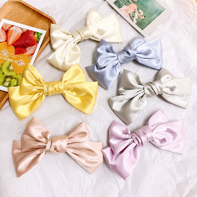 Gentle Spring Color  Temperament Satin Bow Hairpin French Top Clip Hairpin Back Head Clip Hair Accessories  Wholesale Nihaojewelry display picture 2