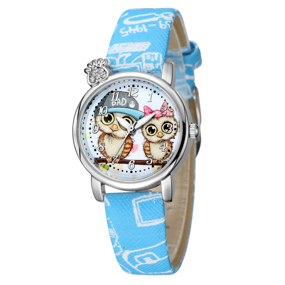 Wholesale Cute Owl Pattern Belt Children Watch Nihaojewelry display picture 6