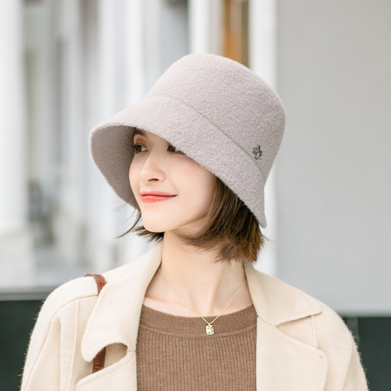 Ull bucket hat för kvinnor höst vinter trendig varm_voghion.com