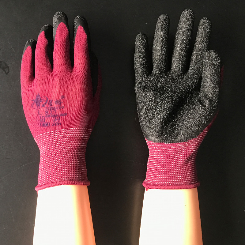 星宇星桥827十三针浸胶乳胶皱纹手套柔软舒适防滑灵活劳保手套|ru