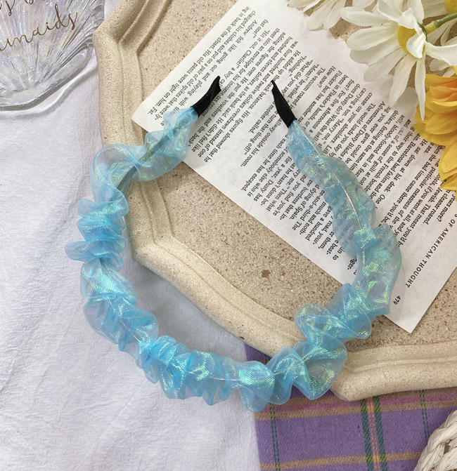 Korean Style  Mermaid  Fold Headband Retro Candy Color Wave Headband Lace French Fabric Hair Accessories Hair Hole display picture 13