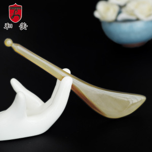 厂家直销真空包装批发牛角点穴按摩棒 脸部牦牛角美容刮痧拨筋棒