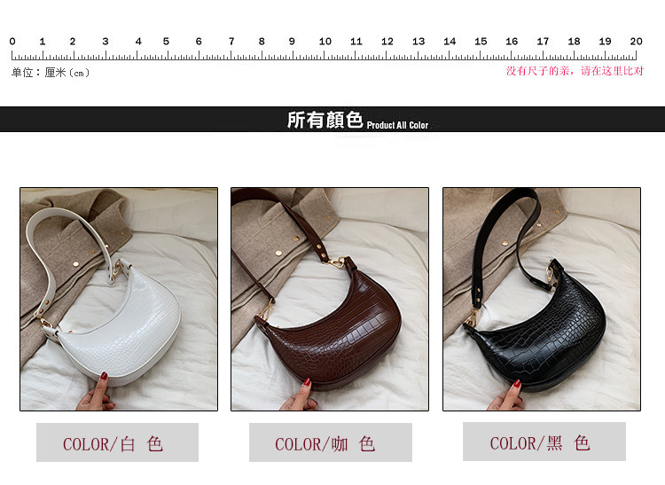 New Korean Single Shoulder Crocodile Pattern Portable Underarm Bag Wholesale display picture 23