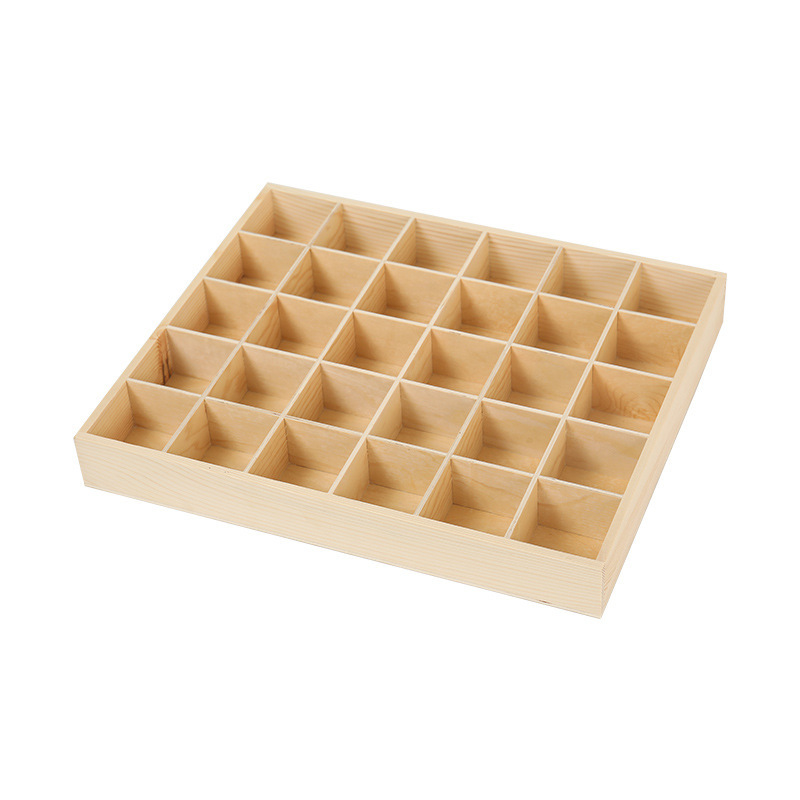 Factory wholesale desktop multi-grid wooden storage box socks underwear storage box jewelry potted cosmetics organizing box