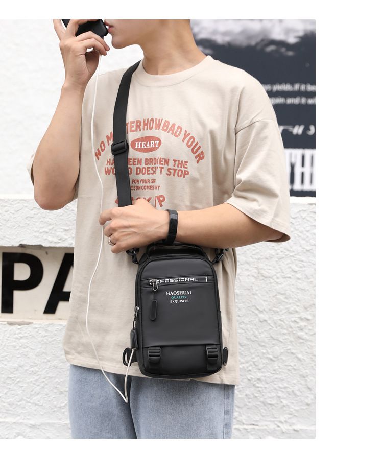 Cross-border Exclusively For The New Men's Chest Bag, Multi-function Outdoor Shoulder Messenger Bag, Korean Version Of The Usb Chest Bag, Waterproof Backpack