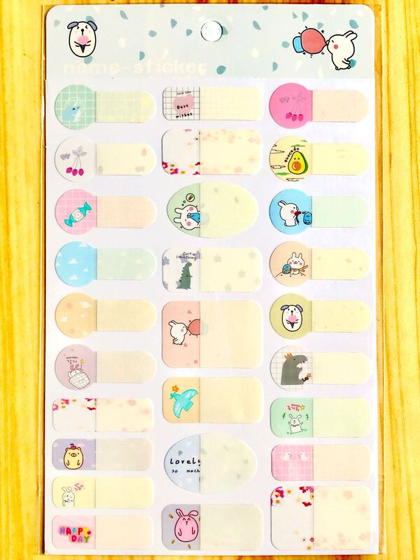 South Korea stationery wholesale new waterproof name knowledge stickers cartoon custom stickers label water Cup bubble air stickers