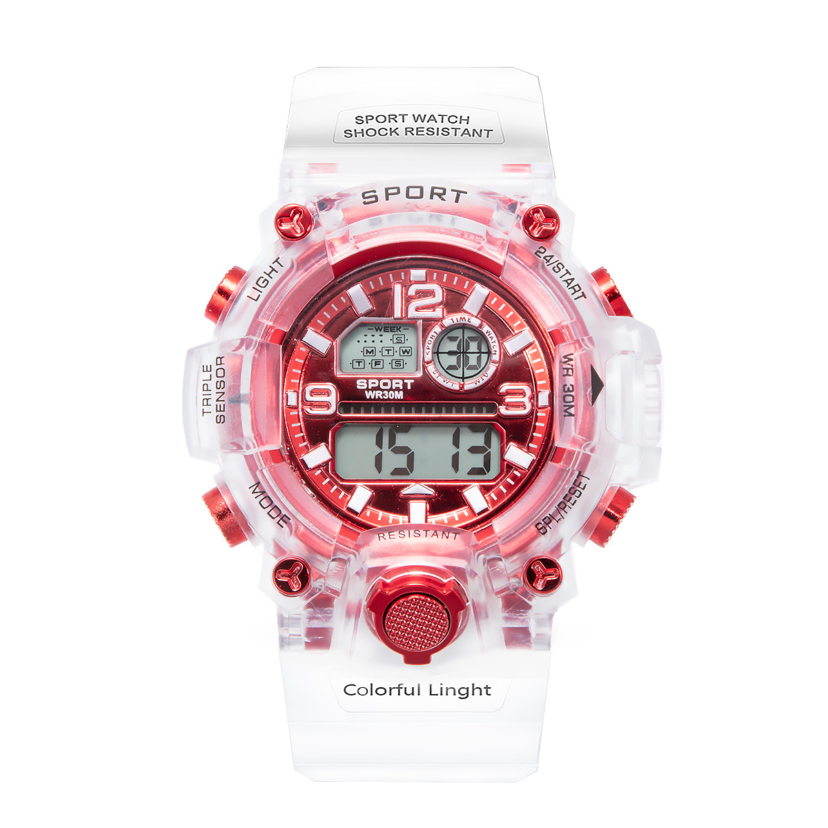 Cross-Border Reloj electrónico impermeable multifuncional para hombres para adolescentes y estudiantes reloj de alarma deportivo luminoso reloj de pareja popular