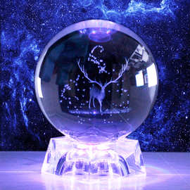 精品透明彩色内雕水晶球光球气泡球地球激光家居音乐礼品摆件批发