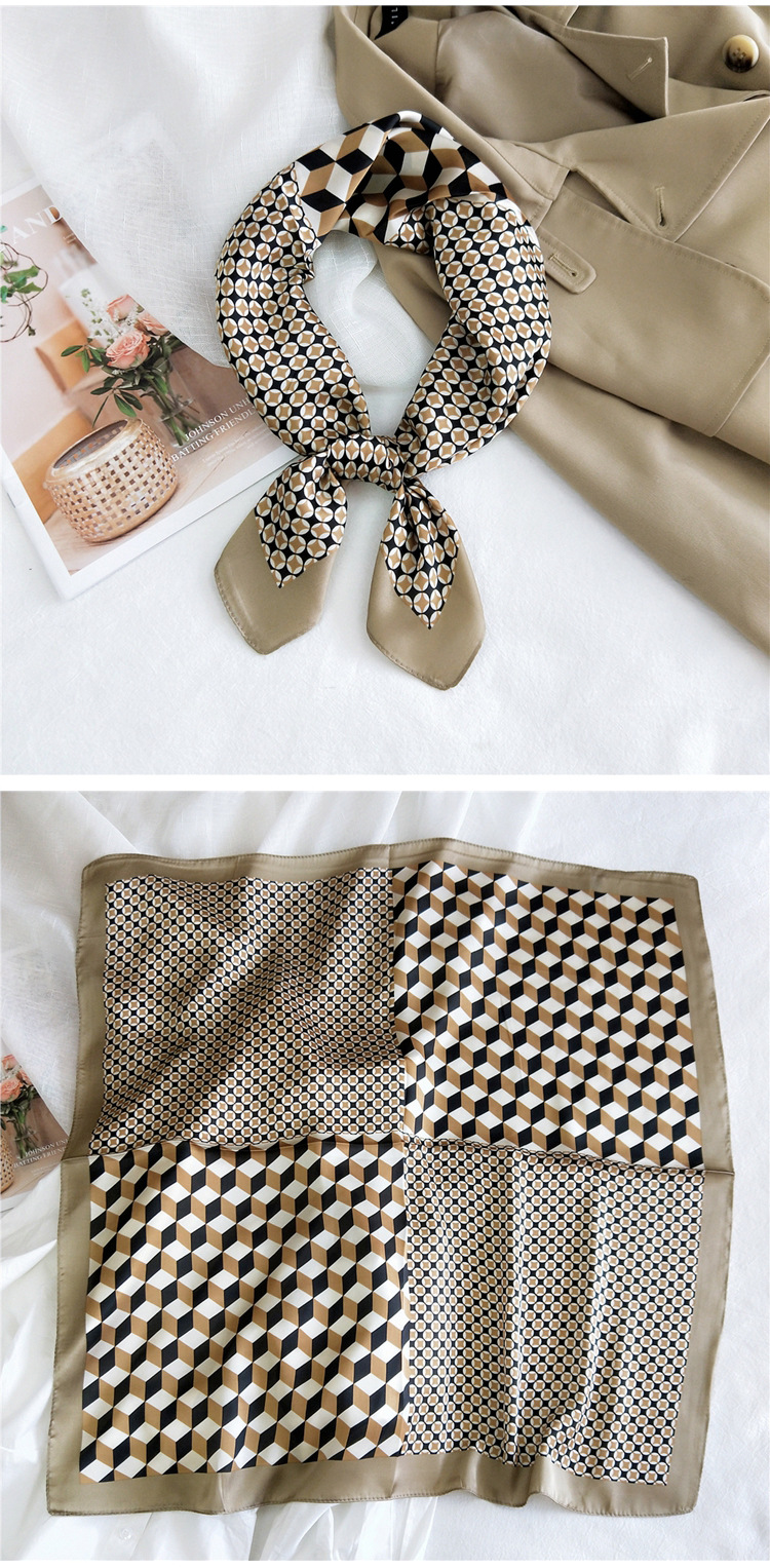 Small Square Silk Fashion Scarf display picture 11