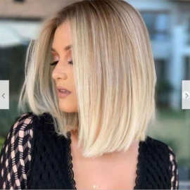 欧美假发外贸偏分bobo假发女波波头短直发渐变浅金色短发发纤头套