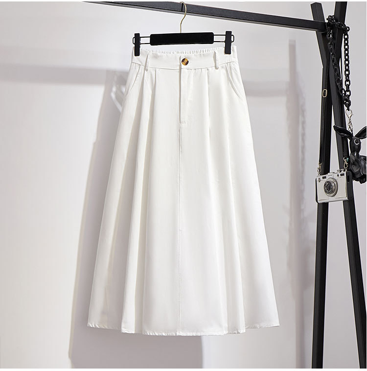 Summer Spring Casual Solid Color Cotton Midi Dress Skirts display picture 1