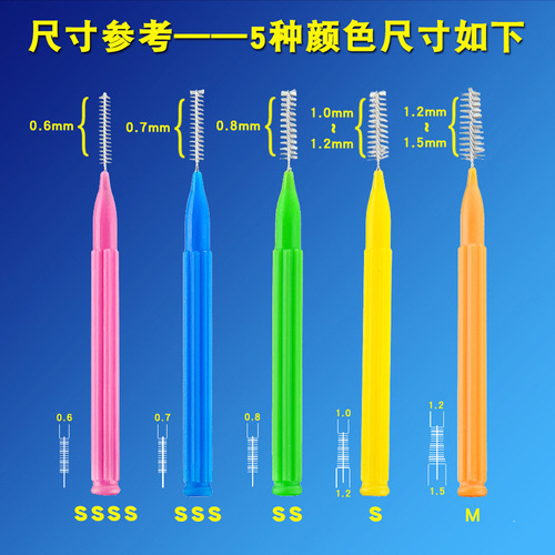 Cross-border Cleanpik straight interdental brush teeth brushing tip orthodontic toothbrush stainless steel wire 40 pcs/box