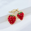 Cute strawberry, realistic brooch, fruit protective underware, pin, cardigan, accessory, Korean style, wholesale