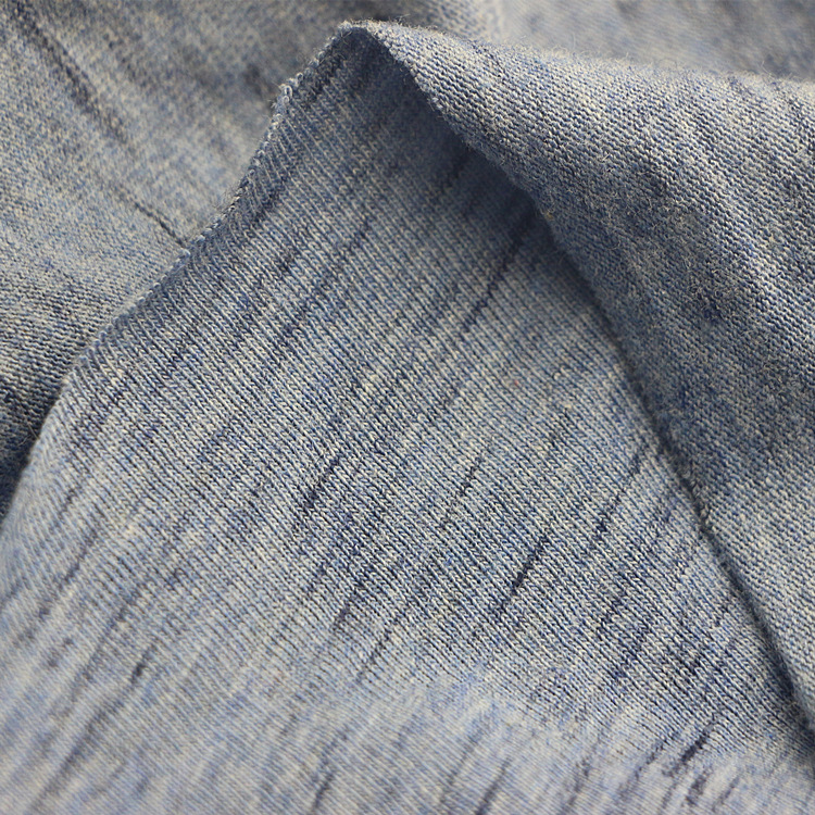 针织纬编CVC棉涤21s锻彩段彩雪花纱单面布汗布女服装T恤内衣面料