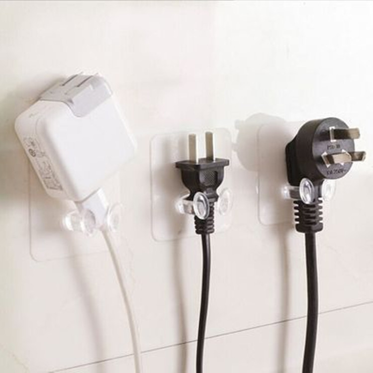 Factory Traceless Hook Home Creative Punch-free Transparent Plug Hook Kitchen Power Cord Socket Hook Direct Supply