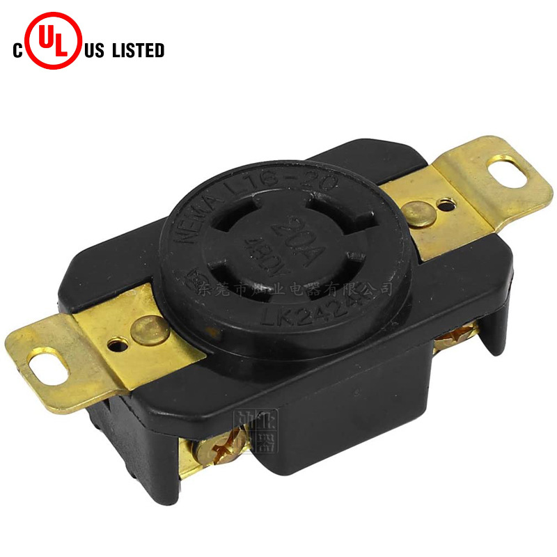 LK-2424F NEMA L16-20R 暗装插座 4P 20A480V四孔防松脱插座 美规