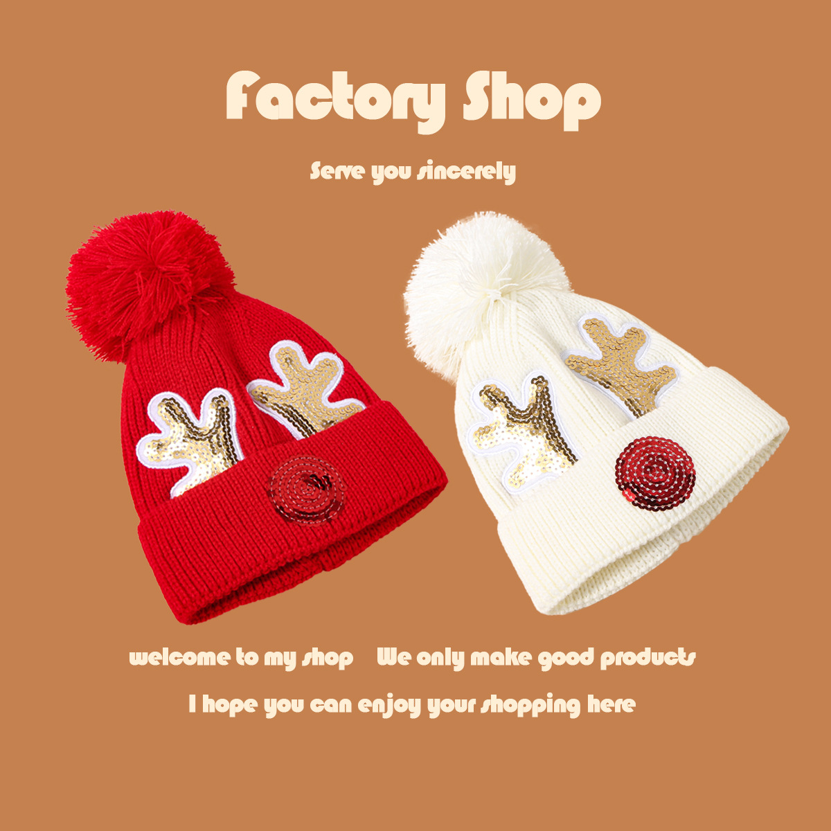 Children's Christmas Deer Knit Hat display picture 4