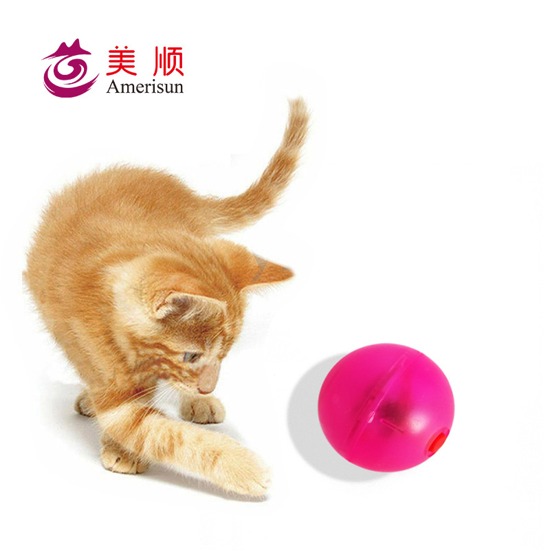 亚马逊宠物电动猫玩具球 发光发声自动逗猫球 猫咪互动玩具球