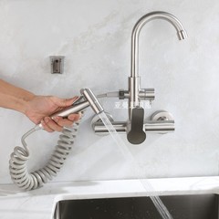 In-wall hot and cold faucet 304 stainless steel with spray kitchen household rotating vegetable basin balcony laundry pool