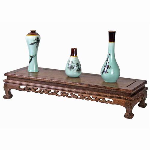 Solid wood ornaments wooden base, strange jade stone flower bonsai purple sand pot chicken wing wood rectangular base wooden base