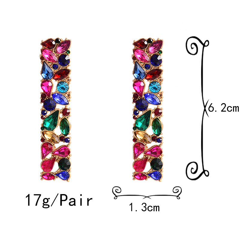 1 Pair Luxurious Rectangle Plating Inlay Alloy Artificial Gemstones Ear Studs display picture 1