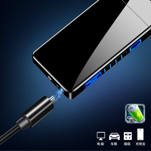 Stylish Flame lighter with double electric arc USB windproof metal personal logo creative gift wholesale