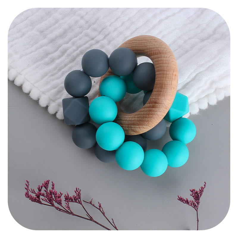 Bebé creativo Beech anillo de juguete teether nuevo octogonal silicona teether pulsera bebé entrenamiento teether palo