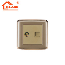 英式外贸厂家出口86型不锈钢拉丝墙壁插座有线电视电脑插座