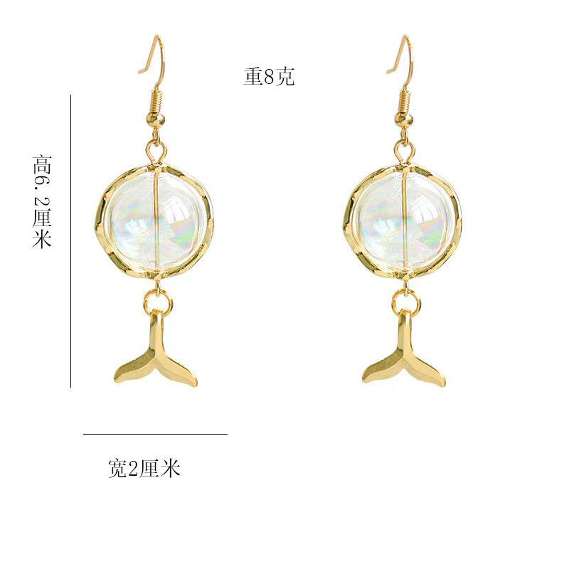 Fashion Simple Bubble Glass Ball  Earrings Simple Fish Tail Earrings  Wholesale display picture 1