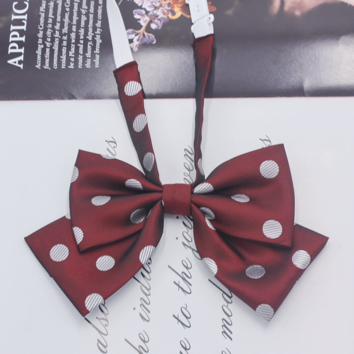 Fabricante en stock gran lunares mariposa pajarita mujer estilo coreano estudiante doble capa arco JK uniforme pajarita collar flor