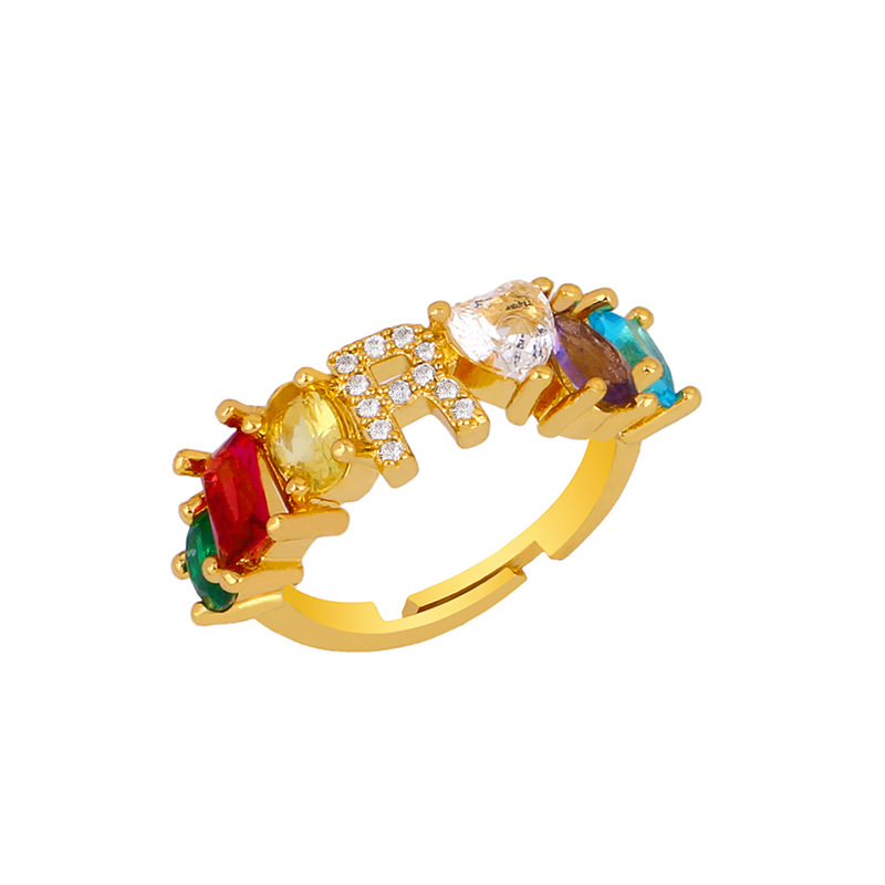 12g Weight 18K Gold Plated Plating Material Artificial Gemstones Inlay Material Birthday Occasion Copper Material Letter Pattern Women'S Gender Plating Design Fashion Style Fashion Letter Copper 18k Gold Plated Artificial Gemstones In Bulk 19