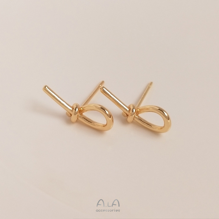 1 Pair 10 * 5mm 11 * 5mm 16.8*6.5 Copper 14K Gold Plated Knot Polished Hook Earring Findings display picture 4