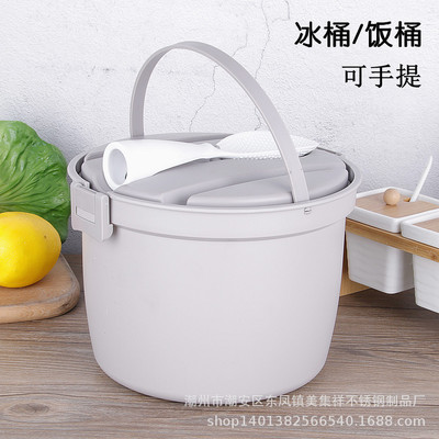 wholesale Stainless steel double-deck Scallywag household hot-water bucket convenient commercial KTV Ice Bucket Anti scald Mini