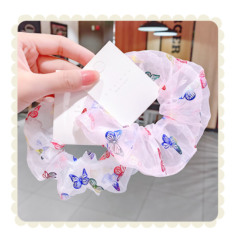 printing butterfly hair scrunchies pig large intestine hair circle ball hair circle head rope retro hair rope wholesale nihaojewelry NHNA229618picture5