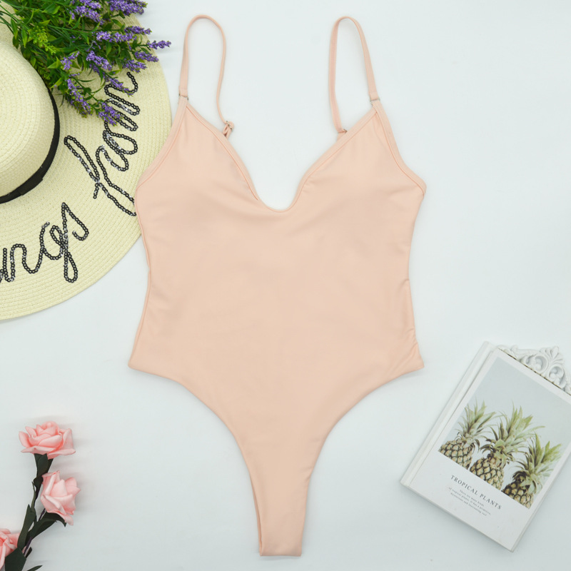 pure color sexy one-piece swimsuit   NSHL38167