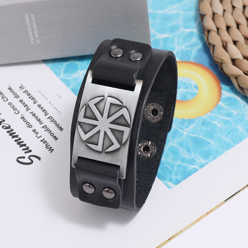 retro simple punk leather bracelet