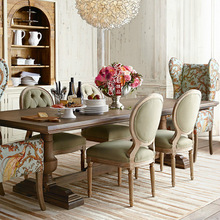 法式復古實木餐桌餐椅美式餐桌椅組合長桌歐式客廳輕奢劇本殺桌子