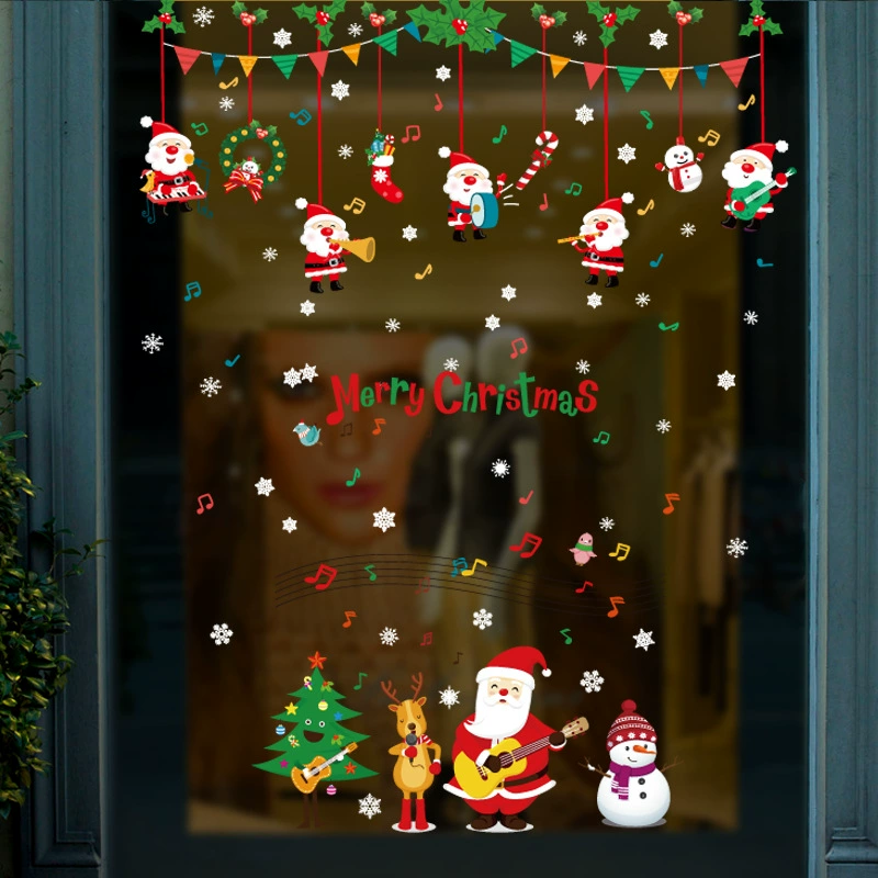 Милый Санта-Клаус оконная дверная наклейка стеклянная наклейка отель торговый центр магазин сцена украшения Горячая Распродажа SK9246