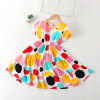 Summer new girl Zhong children's cotton and silk short sleeve dress three -layer skirt button cake skirt wholesale