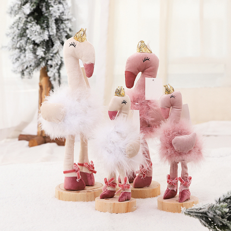 "Elegant Christmas Fabric Swan Ornament - Handcrafted Holiday Table Decor, Window Display & Festive Gift For Home, Office_voghion.com
