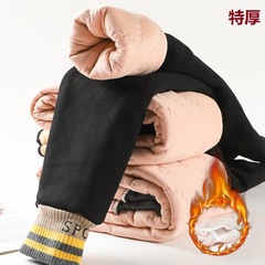 Thick padded leggings for girls, suitable for cold winter snow days, with lettered feet and silk cotton lining.