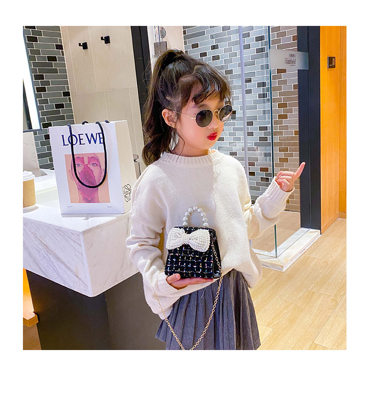 Girl'S Small Cotton And Linen Plaid Bow Knot Elegant Streetwear Beading Square Magnetic Buckle Crossbody Bag display picture 7