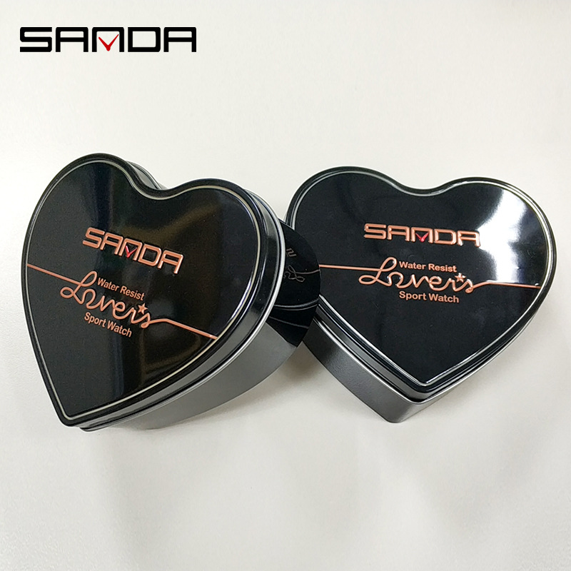 Sanda reloj caja reloj pareja en forma de corazón caja de reloj caja esponja caja de hierro