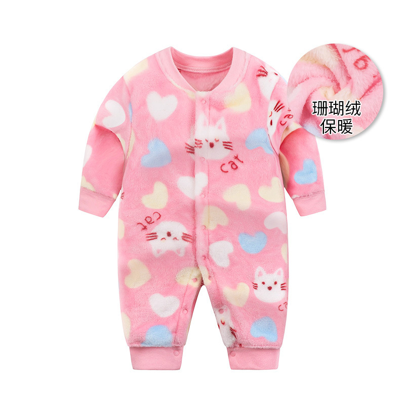 Demi-season warm thermal underwear girl's, coral velvet bodysuit for new born, children's pijama, down jacket