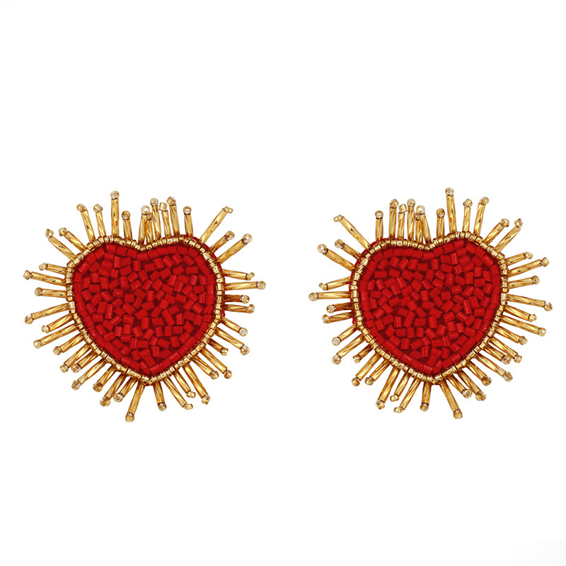 New Jewelry Earrings Love Peach Heart Beads Earrings display picture 4