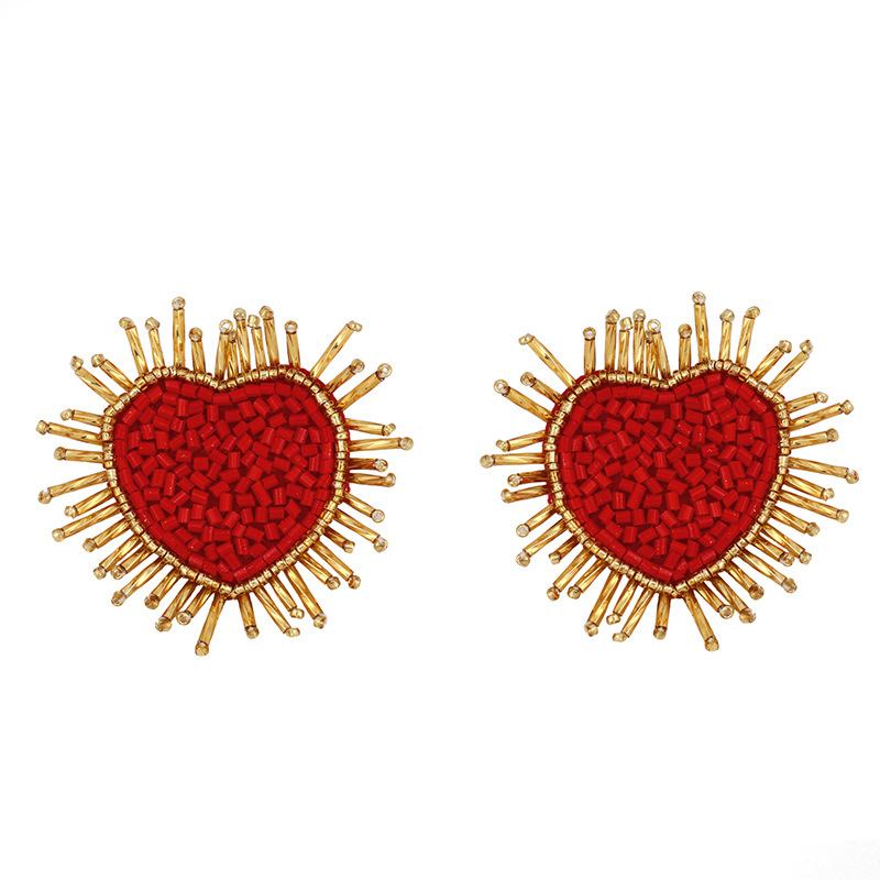 2022 Neue Schmuck Ohrringe Europäische Und Amerikanische Liebe Pfirsich Herz Reis Perlen Ohrringe Übertriebene Persönlichkeit Ohrringe Frauen Ers73 display picture 4